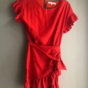 red ruffle dress